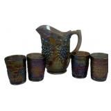 Imperial Glass Pitcher & 4 Tumblers