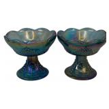 Carnival Glass Candleholders - 4 x 4 x 4.5