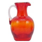 Red Crackle Glass Bulbous Miniature Pitcher