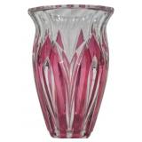 Val St Lambert Signed Art Glass Vase - 8" Tall