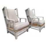 Pair of Vintage Uttermost Schafer Linen Armchairs