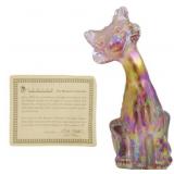 Vtg Fenton Iridescent Pink Alley Cat Figure