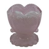 Pink Heart Glass Toothpick Holder - 2.75" Tall