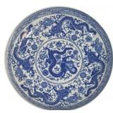 Chinese Porcelain 12" Charger w/ Dragons