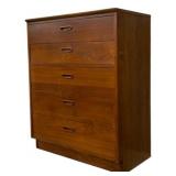 Lane Mid-Century Walnut 4 Drawer Tallboy Chest