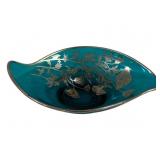 Viking Bluenique Wave Bowl w/ Silver Overlay