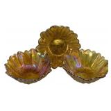 3 Carnival Glass Bowls - 7" Round