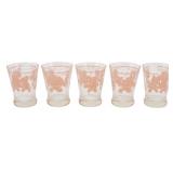 5pc Vtg Hazel Atlas Dancing Elephant Glasses