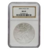 2004 Silver Eagle Dollar NGC Graded MS69