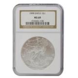 1999 Silver Eagle Dollar NGC Graded MS69