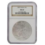 2007 Silver Eagle Dollar NGC Graded MS69