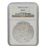 2008 Silver Eagle Dollar NGC Graded MS69