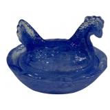 Blue Swirl Hen on Nest - 2.5 x 2 x 2