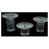 Set of 3 Blenko Glass Mushroom Candlestands
