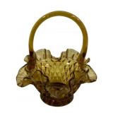 Amber Glass Basket 7"x6"x5"