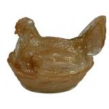 Amber Swirl Hen on Nest - 7 x 5.25 x 5.5