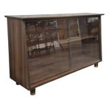 Vintage Slant Front Sliding Door Bookcase