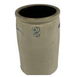 2 Gallon Stoneware Blue Decorated Crock