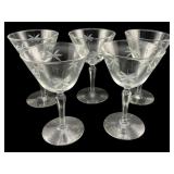 4 Etched Glass Stems - 6" Tall