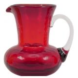 Vintage Red Art Glass Miniature Pitcher 3.5"