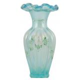 Fenton Iridescent Sea Mist Green Melon Vase