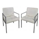 Pr Milo Baughman Style Chrome Arm Chairs