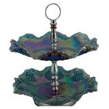 Carnival Glass 2 Tier Serving Dish - 12 x 10