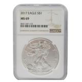 2017 Silver Eagle Dollar NGC Graded MS69
