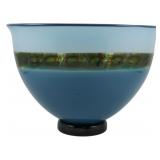 Vintage Seafoam Blue Art Glass Bowl 7"x10"