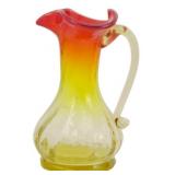 Vtg Amberina Blown Glass Miniature Pitcher