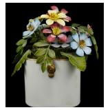 Vtg Ted Arnold Porcelain Vase w/ Flowers