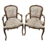 Pr French Louis XV Style Tapestry Armchairs