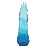 Vtg L.E. Smith Peacock Blue Swung Glass Vase