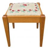 Mission Oak Needlepoint Top Stool