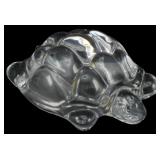 Vintage Daum France Crystal Turtle Paperweight