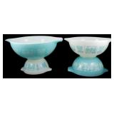 Vtg Pyrex Turquoise Amish Butterprint Bowls
