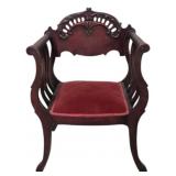 Heavily Carved Vintage Saddle Chair
