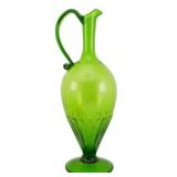 Mid Century Empoli Green Glass Pitcher Vase