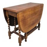 English Oak Barley Twist Drop Leaf Table