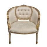 French Louis XVI Style Gilt Berg¨re Chair
