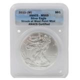 2011-W Silver Eagle Dollar ANACS MS69