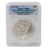 2011-S Silver Eagle Dollar 25th Anniv MS69