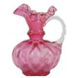 Vintage Fenton Cranberry Melon Pitcher 5"