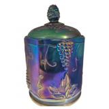 Carnival Glass Harvest Grapes Canister w/ lid