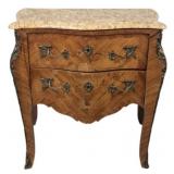 Inlaid French Marble Top Stand w/ Ormolu