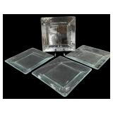 Set of 4 Glass Dinner Plates 10 x 10