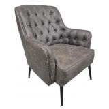 Contemporary Gray Leather Tufted Chair