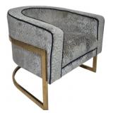Contemporary Arm Chair on Brass Finish Frame