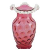 Fenton Cranberry Thumbprint Glass Vase