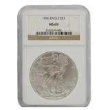 1996 American Silver Eagle $1 NGC MS69